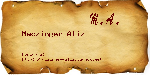 Maczinger Aliz névjegykártya